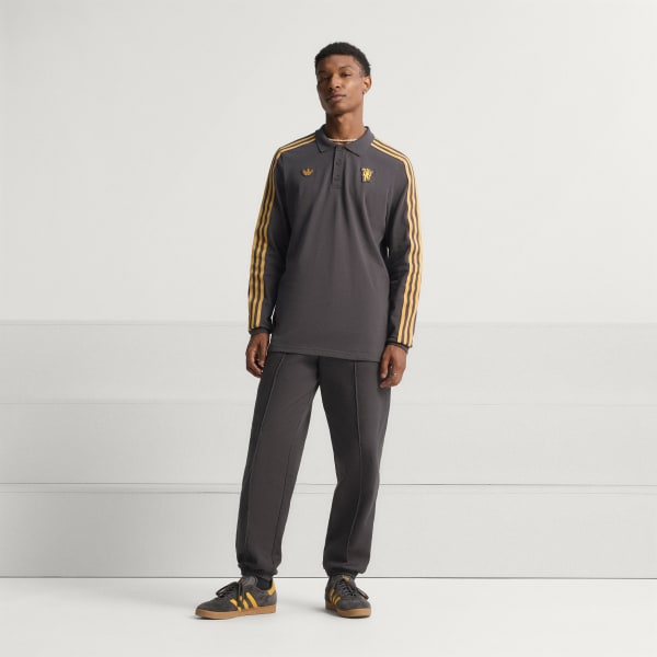 Zwart Manchester United Terrace Icons Poloshirt met Lange Mouwen