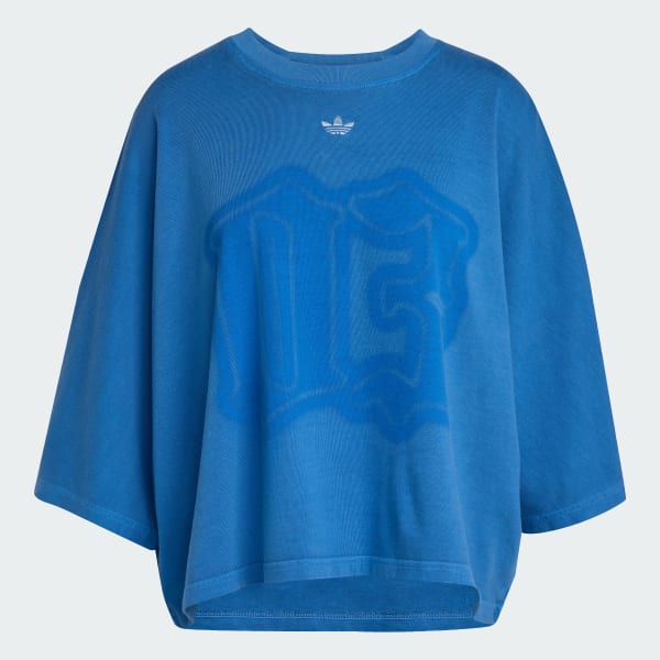 สีน้ำเงิน เสื้อยืดผ้าฟอก ADIDAS ORIGINALS GFX
