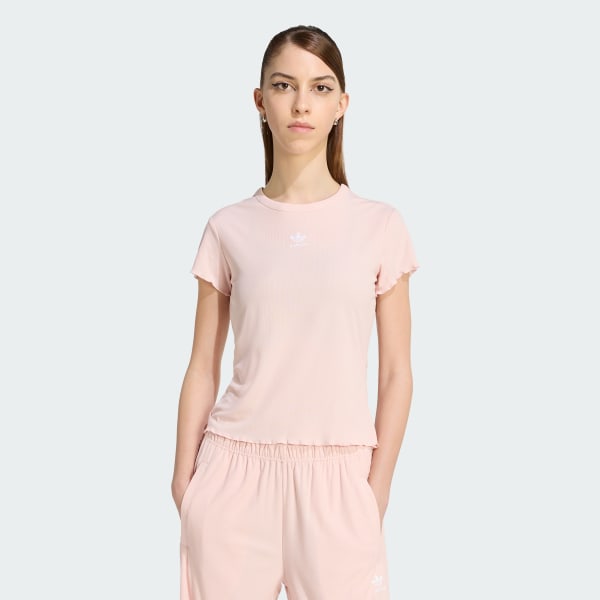 Pink ESSENTIALS SCALLOPED EDGE BABY TEE