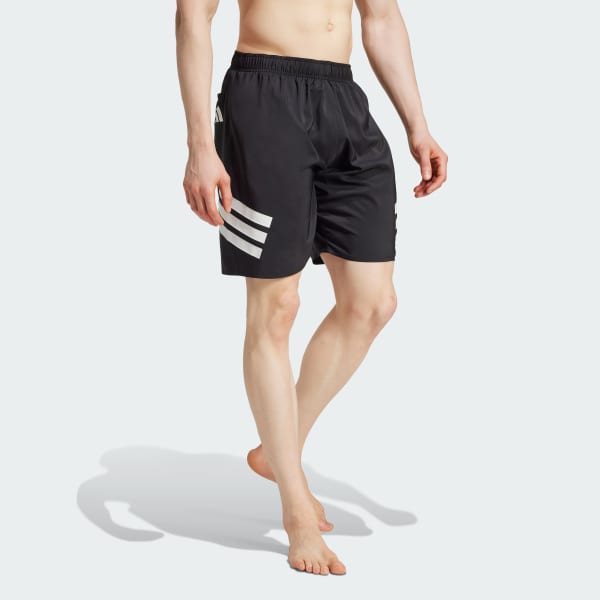 cerná Plavecké šortky 3-Stripes 8-Inch