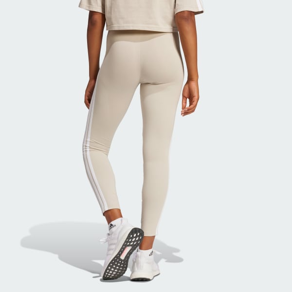Beige Essentials 3-Stripes Cotton Leggings