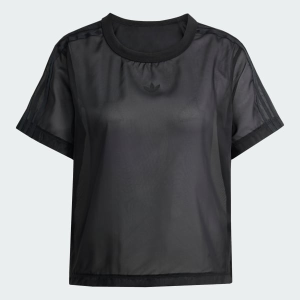 Μαύρο Adicolor Sheer 3-Stripes Tee