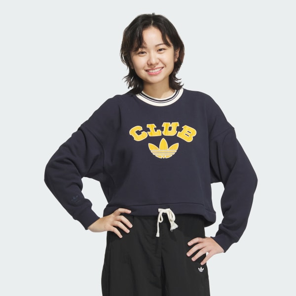 สีน้ำเงิน สเวตเตอร์คอกลมพิมพ์ลาย Collegiate