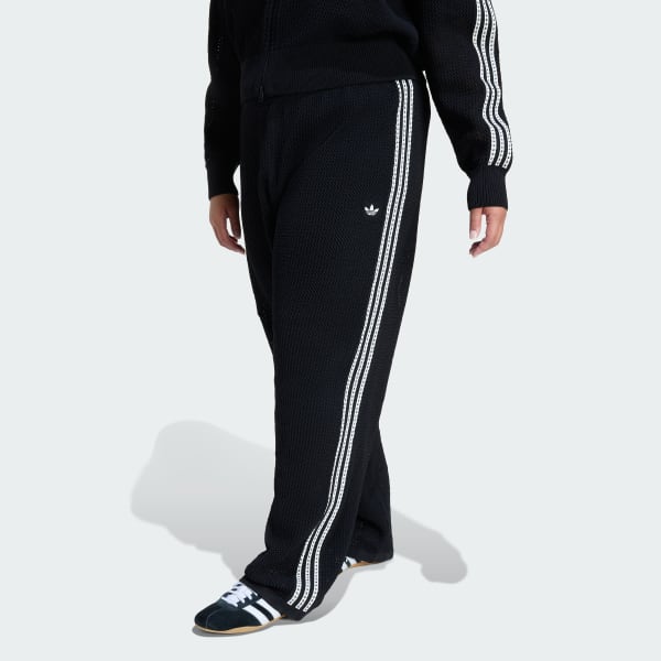 adidas KNITTED CROCHET FIREBIRD TRACK PANTS - Black | Free