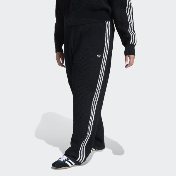 adidas Knitted Crochet Firebird Track Pants - Black | Free