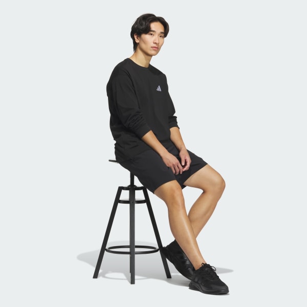 Black Essentials Plus Loose Fit Small Logo 롱 슬리브 티