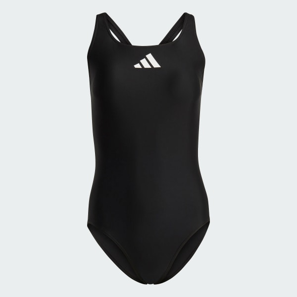 Negro Traje De Natación 3 Bar Logo