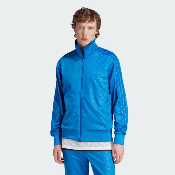 Azul Casaca Deportiva Firebird Monograma Estampada