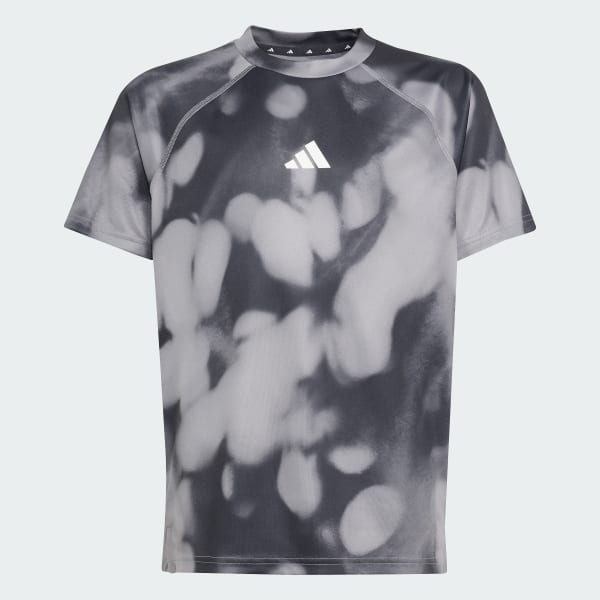 Grey Training T-Shirt With Allover Graphic