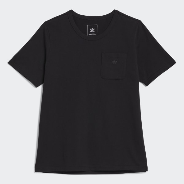 สีดำ เสื้อยืดผ้าเนื้อหนามีกระเป๋า Shmoofoil 