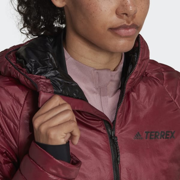 Burgundy Terrex Techrock Primaloft Insulated Padded Hooded Jacket KNF14
