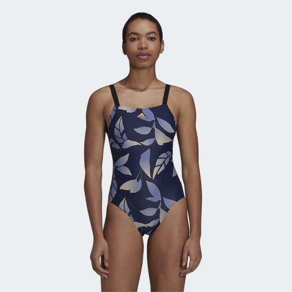 Blue Padded Graphic Swimsuit BG118