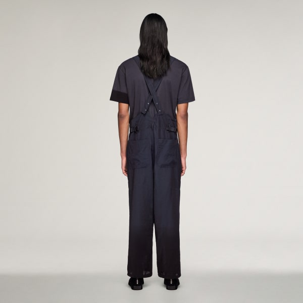 グレー Y-3 CRINKLE VISCOSE SUSPENDER PANTS