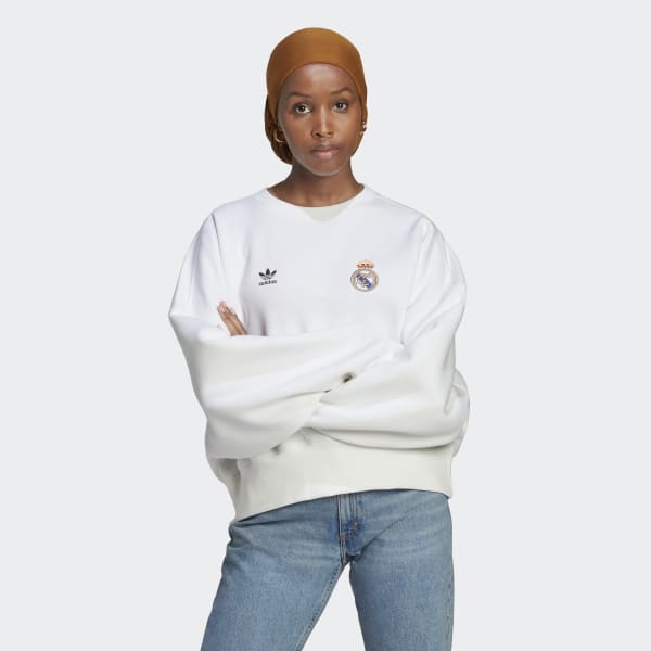 Λευκό Real Madrid Essentials Trefoil Crewneck Sweatshirt
