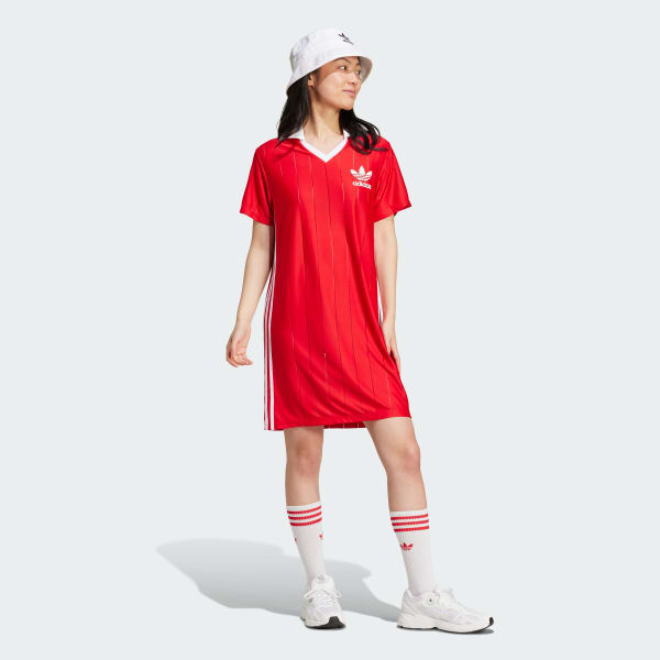Red Adicolor 3-Stripes Pinstripe Dress