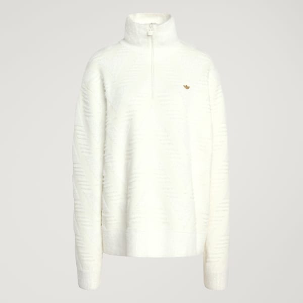 Bianco MAGLIONE KNITTED HALF ZIP
