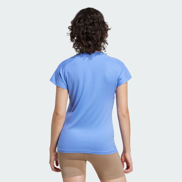 Blue AEROREADY Train Essentials Minimal Branding V-Neck Tee