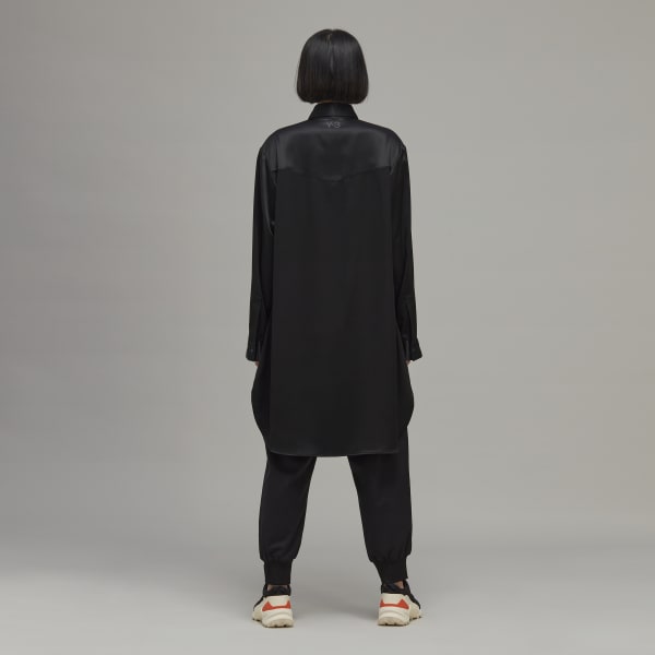 Black Y-3 Classic Tech Silk Shirt Dress QF679