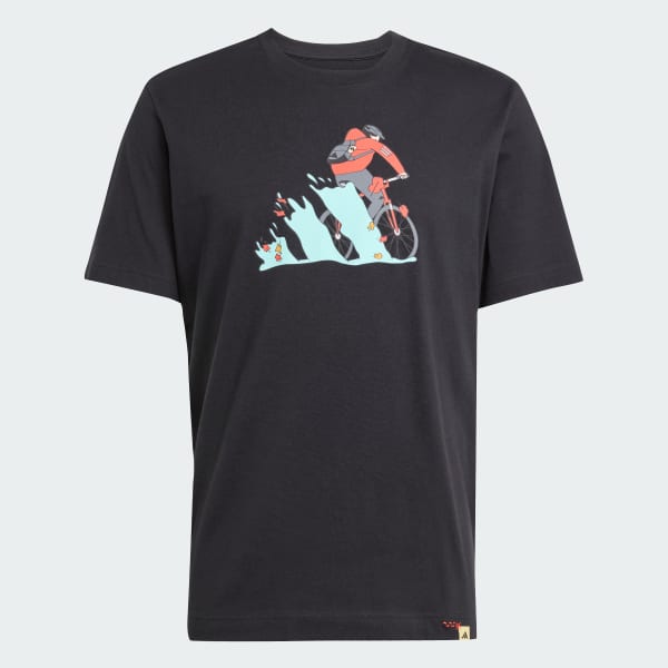 Black Doodle Hunt Bike Graphic T-Shirt