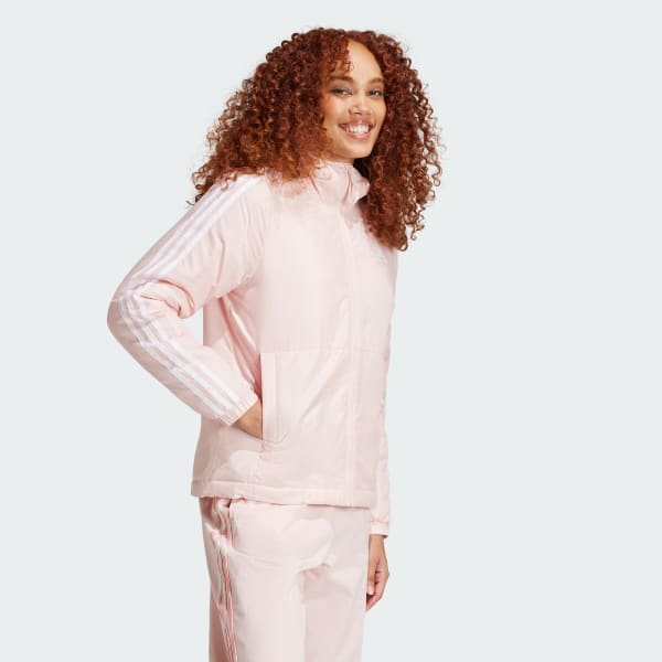 ruzová Bunda Essentials 3-Stripes Insulated Hooded