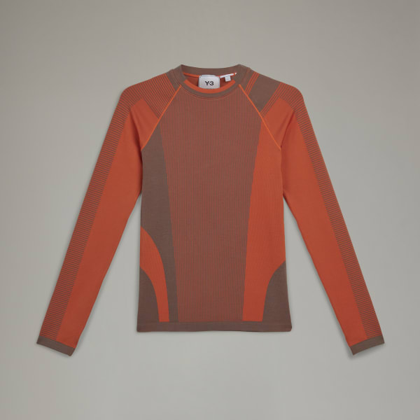 Brown Y-3 Classic Seamless Knit Long Sleeve Tee