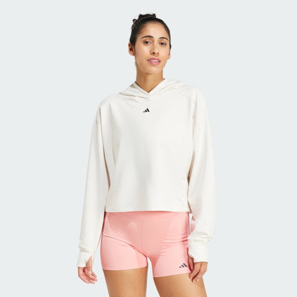 Blanc Sweat-Shirt à capuche aération dos coupe ample Power