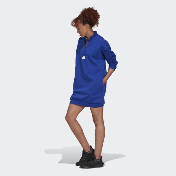 Niebieski Half-Zip Sweater Dress LA322
