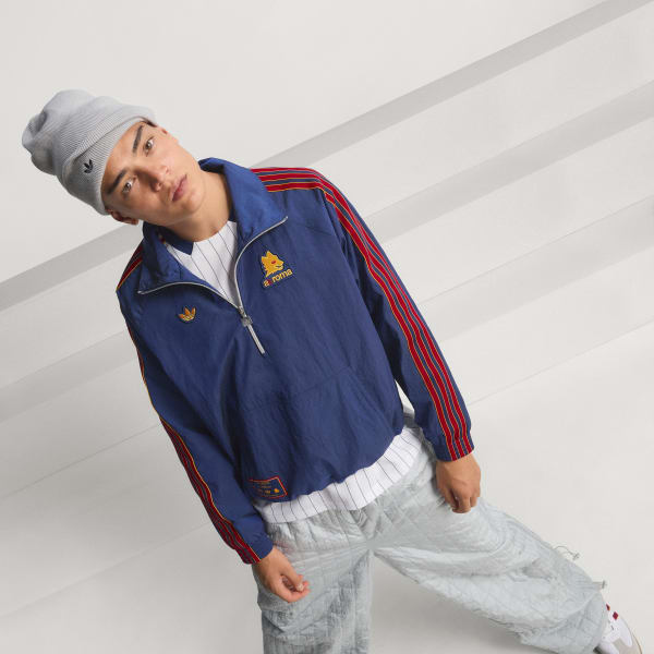 adidas AS Roma Terrace Icons Half-Zip Jacket - Blue | adidas UK