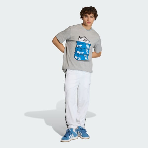 Grey LOOSE GRAPHIC BLUE BOXES 5 T-Shirt
