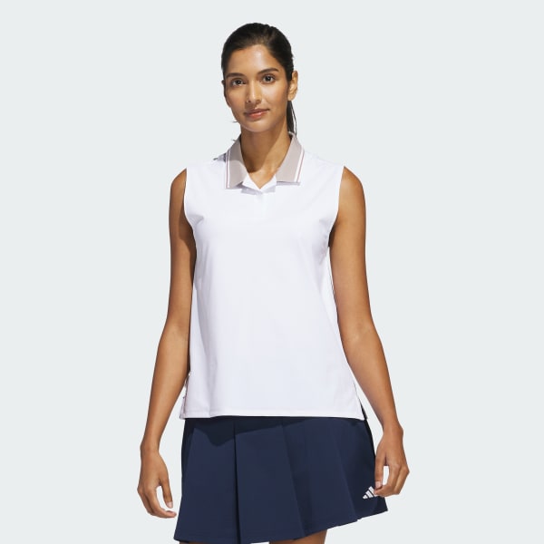 White Beyond The Course Twistknit Sleeveless Polo Shirt