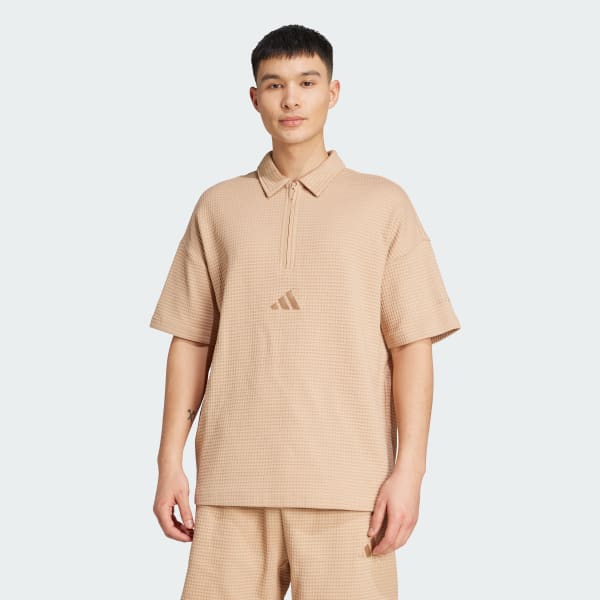Brown All SZN Waffle Knit Half-Zip Polo