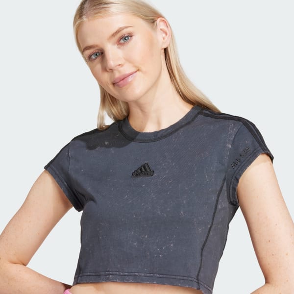adidas ALL SZN 3-Stripes Garment Wash Baby Tee - Black