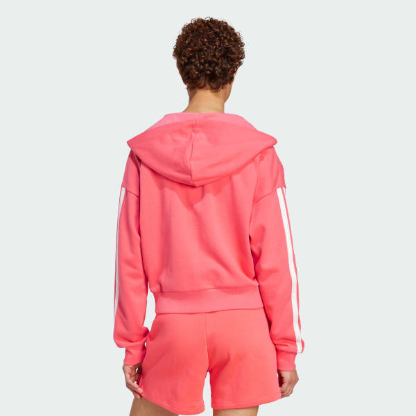 Rosa Felpa con cappuccio Essentials 3-Stripes French Terry Full-Zip