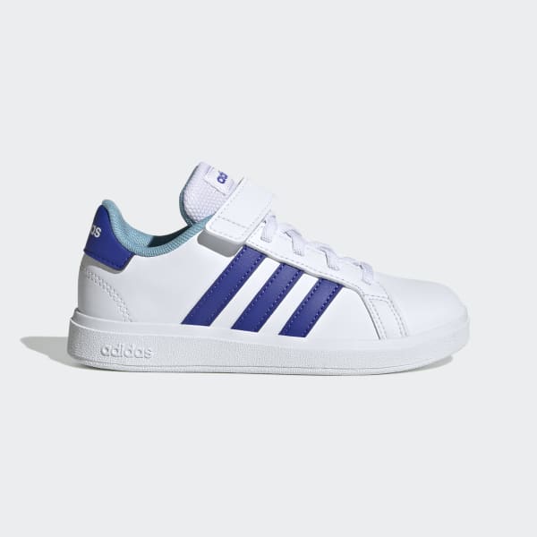 Kids' adidas Grand Court Court Elastic Lace and Top Strap Shoes - White ...
