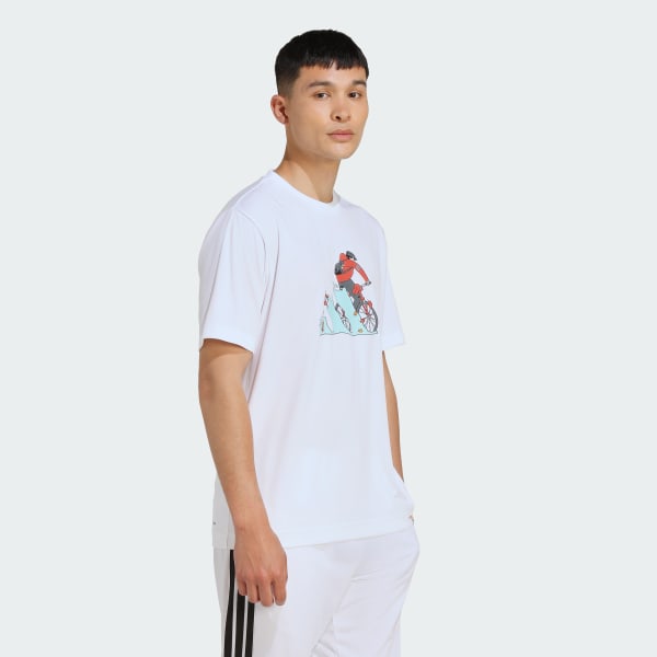 ホワイト クライマクール ドゥードル ハント バイク グラフィック Tシャツ