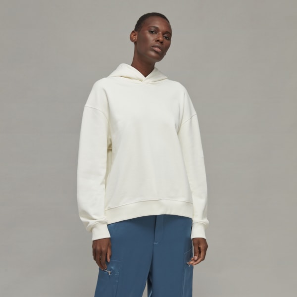 Weiss Y-3 Organic Cotton Terry Boxy Hoodie