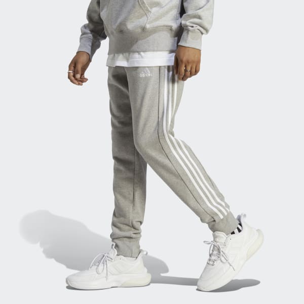 adidas Essentials French Tapered Cuff 3-Stripes Broek - grijs | adidas Belgium