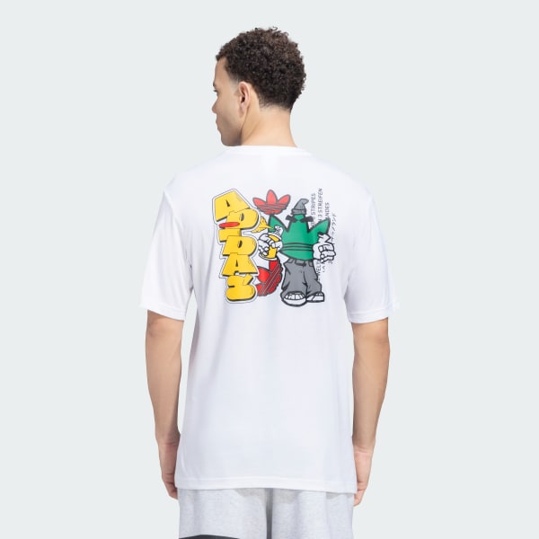 White adidas Originals Trefoil Doodle Tee