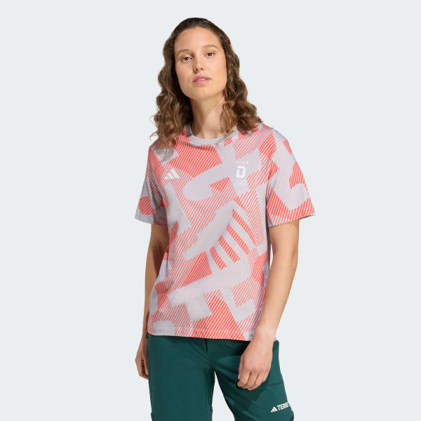 Grau Team D Shirt mit Allover-Print