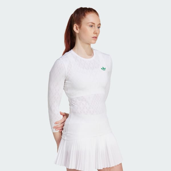 Branco Ténis Pro Climacool 3/4 Manga Tee