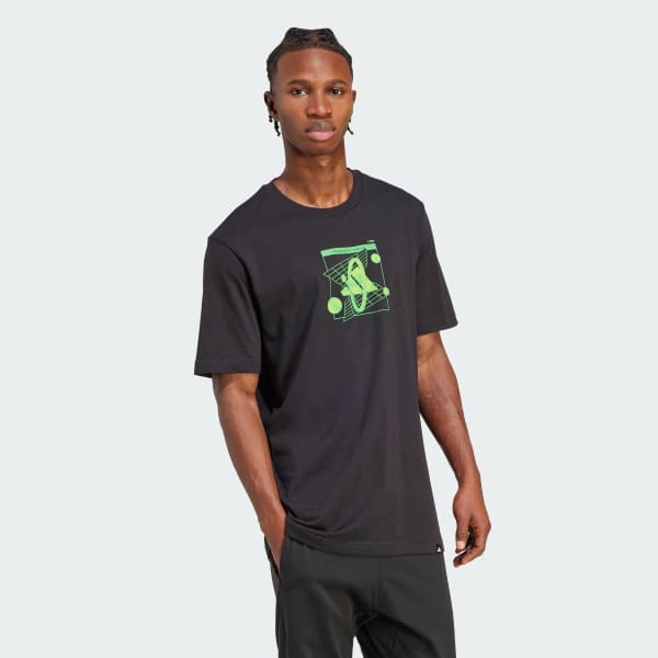 Negro Camiseta Graphic Retro Futurism