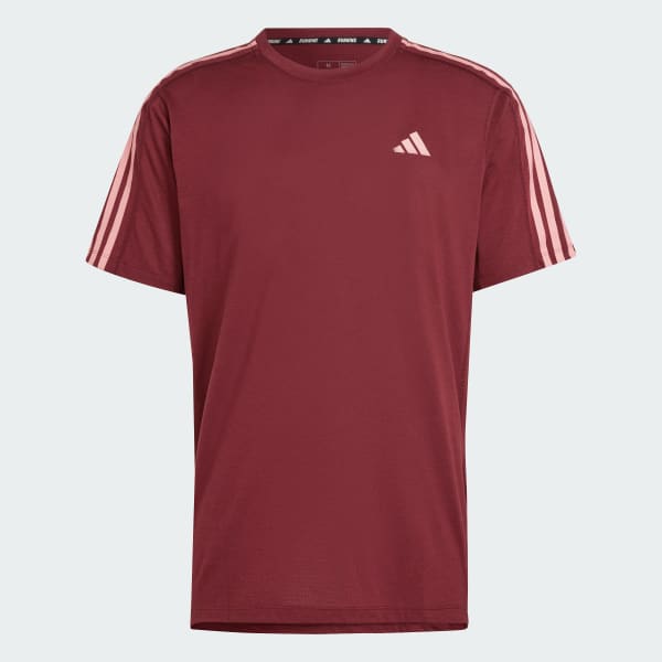 Burgundy Own the Run 3-Stripes T-shirt