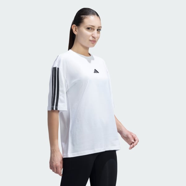 White 3-Stripes Single Jersey Boyfriend Tee