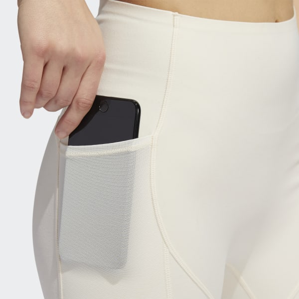 Bej adidas Yoga Studio Pocket Kısa Tayt TX503