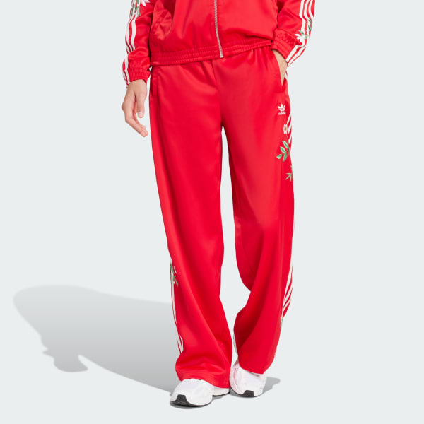 adidas Women's Lifestyle Graphics Floral Firebird Track Pants - Red adidas  US