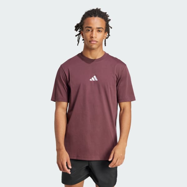 Borgonha Camiseta Essentials de malha simples com logotipo pequeno