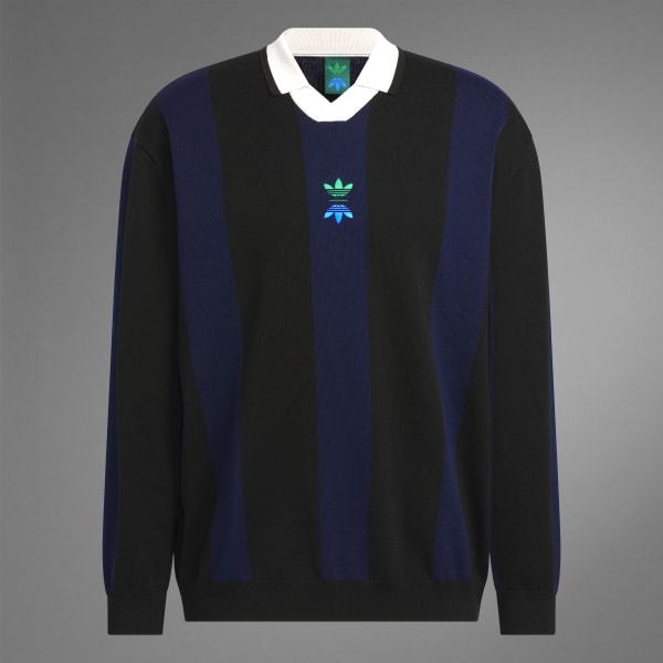 メンズオリジナルス ROLLING LINKS 長袖ニットポロ adidas Rolling Links Long Sleeve Polo Shirt - Black | Free