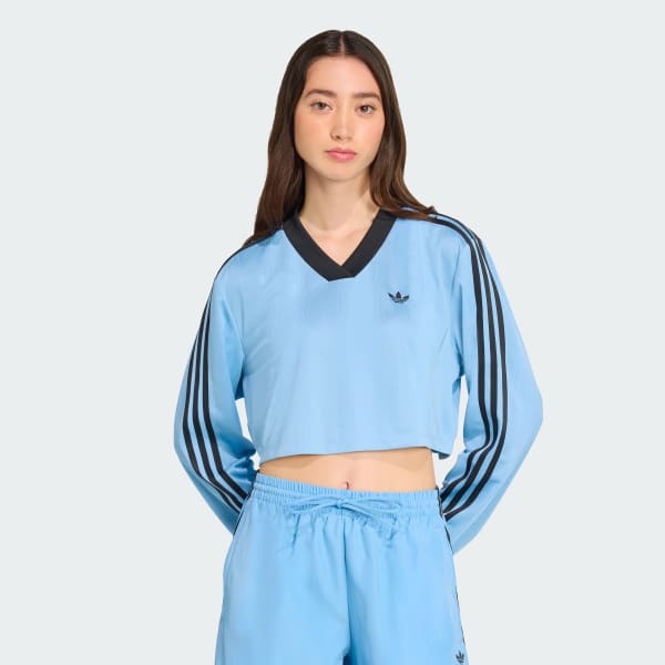 adidas Sports Club Long Sleeve Crop Tee - Green | Free