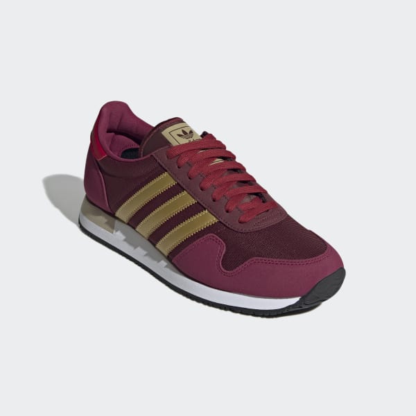 maroon and gold adidas shoes