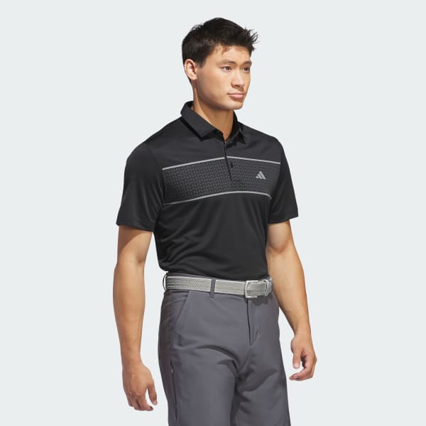Negro Camiseta Polo con Tira en el Pecho